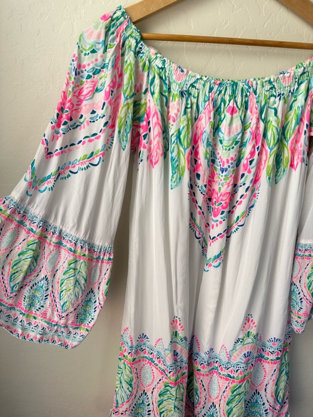 Lilly Pulitzer Nevie Coconut Coast Off Shoulder Dress Size Small - Picture 4 of 10
